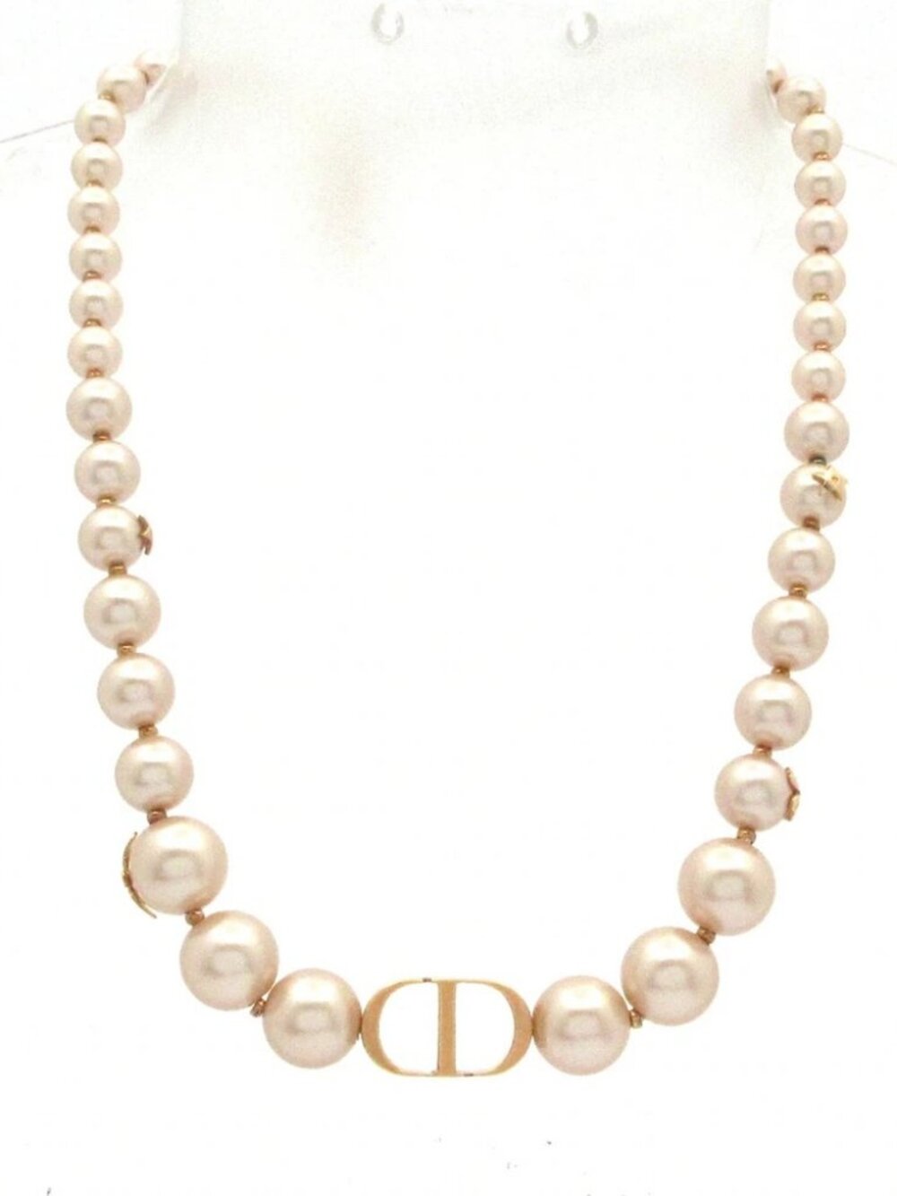 DIOR/ChristianDior - Pink Gold Metal resin pearl Choker - Picture 2 of 7